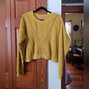 NWOT Love Tree Mustard Yellow Knit Women's Boxy Oversized Sweater L
